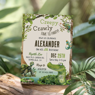 Invitation Cute Reptile Thémé Fête d'anniversaire de l'enfant