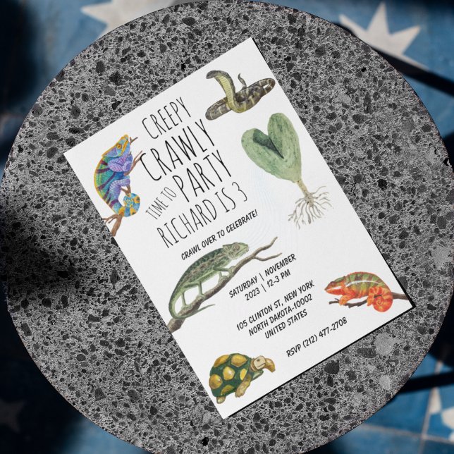 Invitation Cute Reptile Thémé Fête d'anniversaire de l'enfant (Créateur téléchargé)