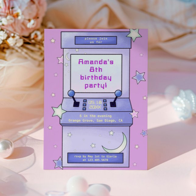 Invitation Cute Retro Arcade Game Anniversaire de enfant Invi (Créateur téléchargé)