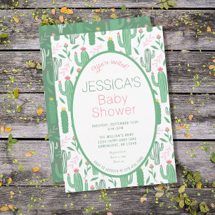 Invitation Cute Retro Cactus Baby shower Floral Succulent