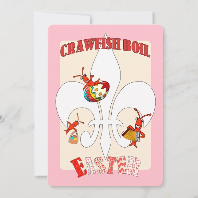 Invitation Cute Retro Feel Easter Crawfish Boil (rose) (Devant)
