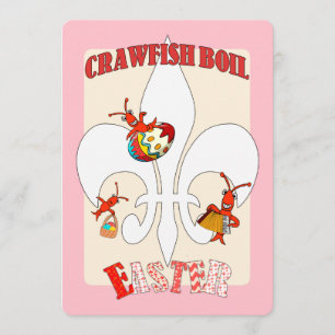 Invitation Cute Retro Feel Easter Crawfish Boil (rose)