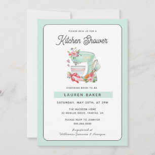 Invitation Cute Retro Gâteau Mixer iCuisine Douche nuptiale