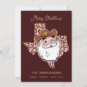 Invitation Cute Retro Howdy Père Noël Cowboy Texas Christmas 