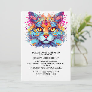 Invitation Cute Retro Kitty Chat fête d'anniversaire