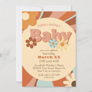 Invitation Cute Retro les années 70 Baby shower Super