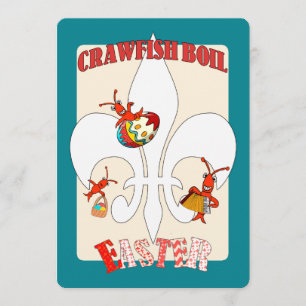 Invitation Cute Retro Sent Easter Crawfish Boire