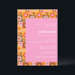 Invitation Cute Retro Super Floral Rose Orange Bat mitzvah<br><div class="desc">Cute Retro Super Floral Rose Orange Bat mitzvah Invitation</div>
