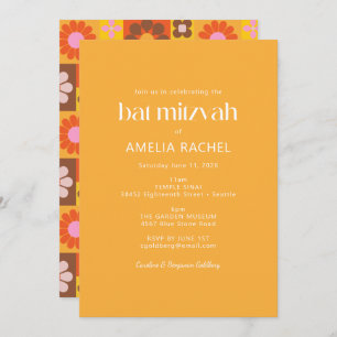 Invitation Cute Retro Super Géométrique Jaune Bat mitzvah