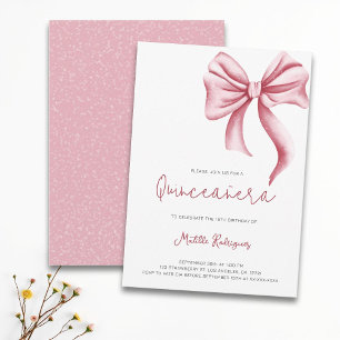 Invitation Cute Rose Bow Girl Quinceanera Anniversaire