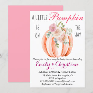 Invitation Cute Rose Floral Petit Citrouille Couple Baby show