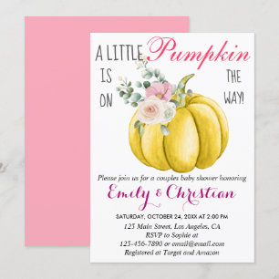 Invitation Cute Rose Floral Petit Citrouille Couple Baby show