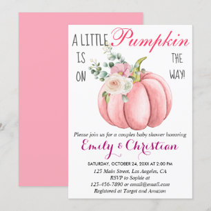 Invitation Cute Rose Floral Petit Citrouille Couple Baby show
