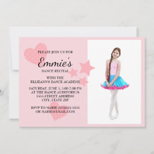 Invitation Cute Rose Hearts Stars Dance Considérant Photo Inv