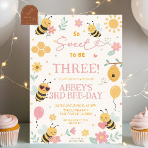 Invitation Cute Rose Jaune Abeille Anniversaire tout âge ann