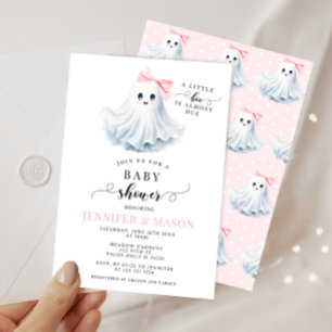 Invitation Cute Rose Petit Boo Ghost Bow Baby Girl Douche