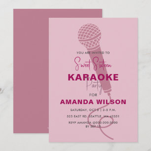 Invitation Cute Rose Sweet 16 Anniversaire Karaoke Party