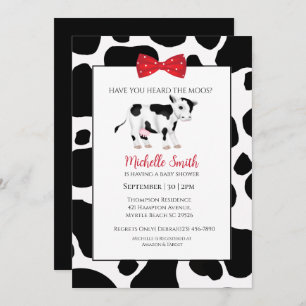 Invitation Cute rouge noir Vache Imprimer Baby shower saint