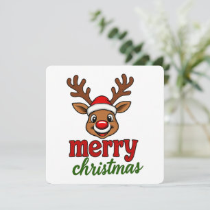 Invitation Cute Rudolph Reindeer Merry Christmas
