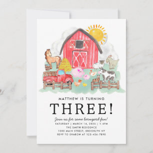 Invitation Cute Rustic Barnyard Animaux Enfants Ferme Anniver