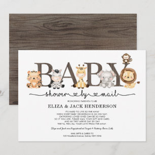 Invitation Cute Rustic Safari Animaux Baby shower Par Mail