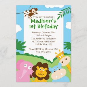 Invitation Cute Safari 1er anniversaire