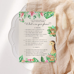 Invitation Cute Safari Animaux Baby shower Téléphone Game Car