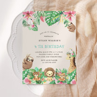 Cute Safari Animaux Virtual Birthday Party