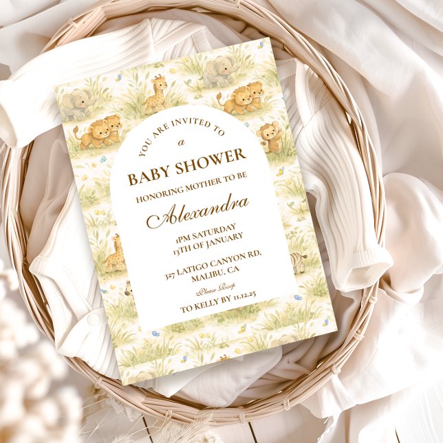 Invitation Cute Safari Baby Animals Storybook Jungle (Créateur téléchargé)