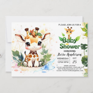 Invitation Cute Safari Baby Giraffe Baby shower