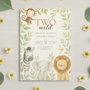 Invitation Cute Safari Jungle Bébé Animaux Anniversaire