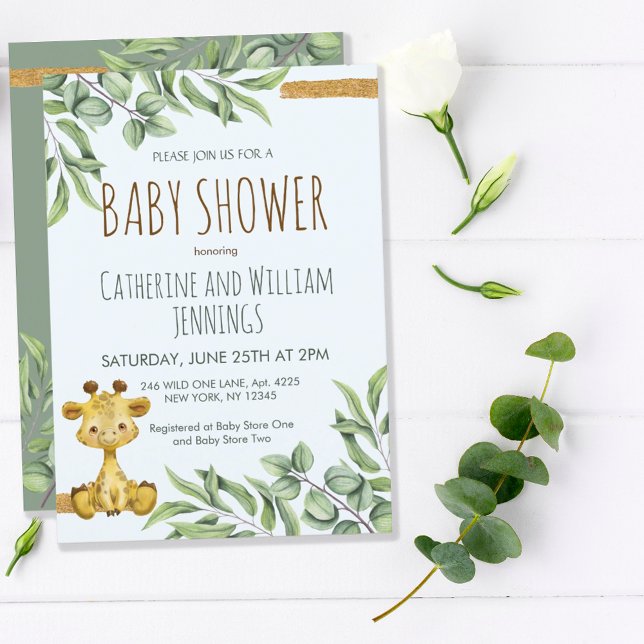 Invitation Cute Safari Jungle Lion Eucalyptus Baby shower (Créateur téléchargé)