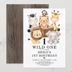 Invitation Cute Safari Wild One 1er anniversaire