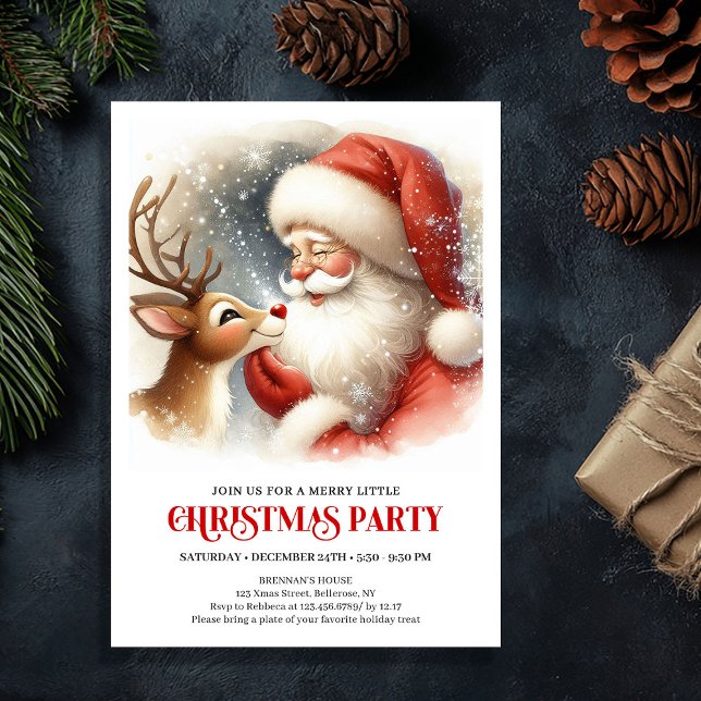 Invitation Cute Santa Claus Rudolph Holiday Cheer Family   (Cute Santa Claus Rudolph Holiday Cheer Family Party Invite

)