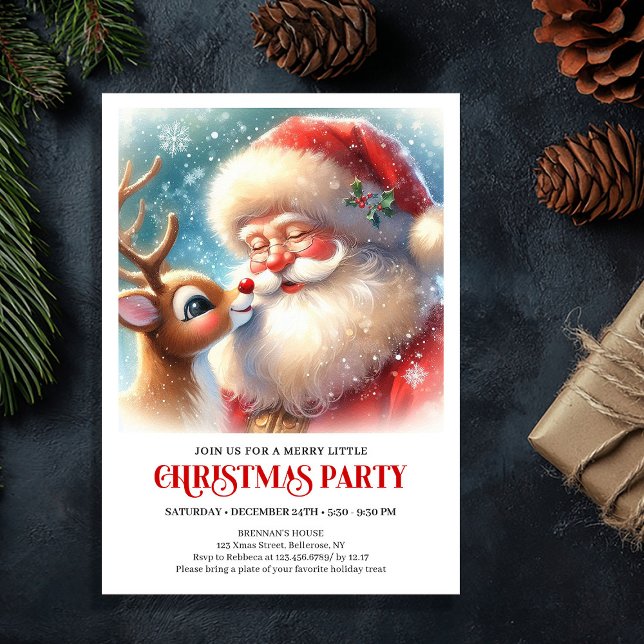 Invitation Cute Santa Claus Rudolph Holiday Family Joy Party  (Cute Santa Claus Rudolph Holiday Family Joy Party Invitation

)