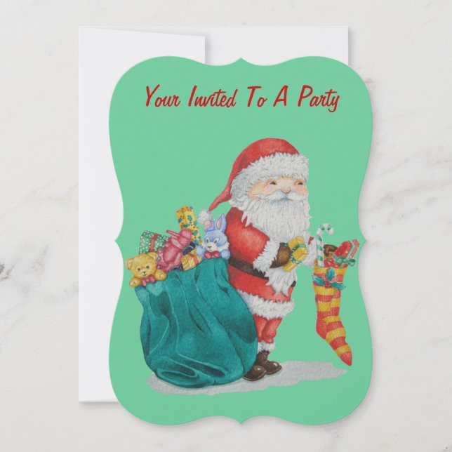 Invitation Cute santa claus se prépare pour Noël (Devant)