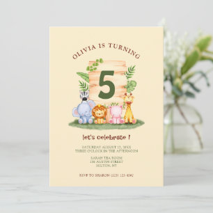 Invitation Cute savannah animaux anniversaire de enfant