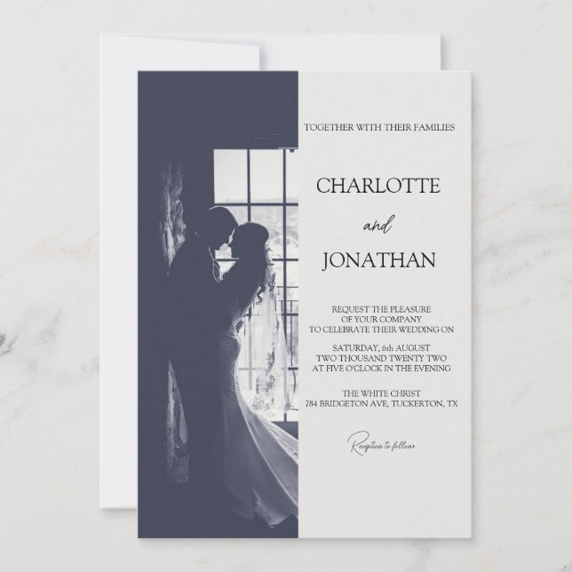 Invitation Cute Script Elegant Photo Overlay White Wedding (Devant)