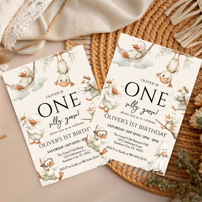 Invitation cute Silly Goose ,One Silly Goose 1st Party (Créateur téléchargé)