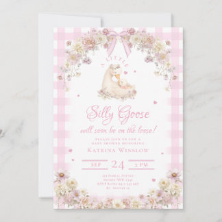 Invitation Cute Silly Goose Wildflower Girl Baby Shower