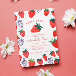 Invitation Cute simple Berry Rouge doux Anniversaire