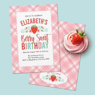 Invitation Cute simple Berry Rouge doux Anniversaire