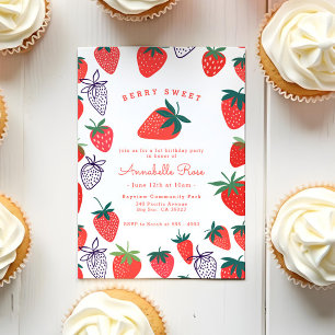 Invitation Cute simple Berry Rouge doux Anniversaire