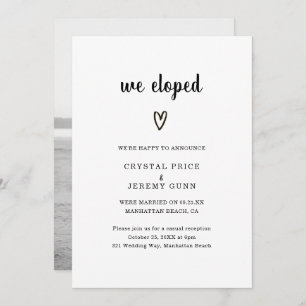 Invitation Cute Simple Coeur Photo Réception de mariage moder