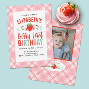 Invitation Cute Simple Red Berry Sweet Photo Anniversaire