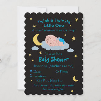 Invitation Cute Sleeping Baby on Cloud Baby Shower Card