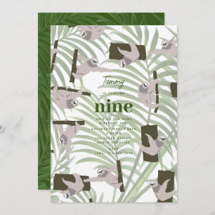 Invitation Cute Sloth Animal dans la forêt sauvage fête d'ann