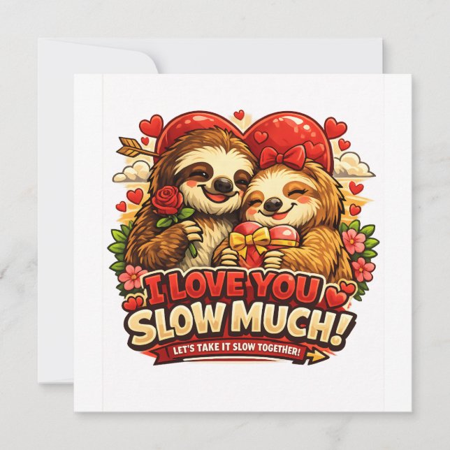 Invitation Cute Sloth Valentine’s Day Love Design, I Love You (Devant)