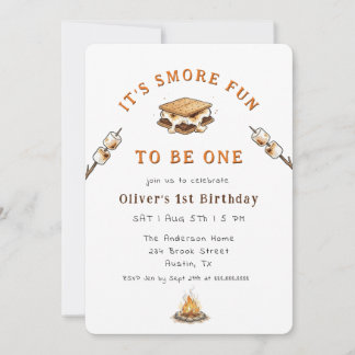 Invitation Cute Smores Campingl 1st Birthday 