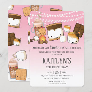 Invitation Cute S'mores Hot Cocacao Camping Bonfire Anniversa